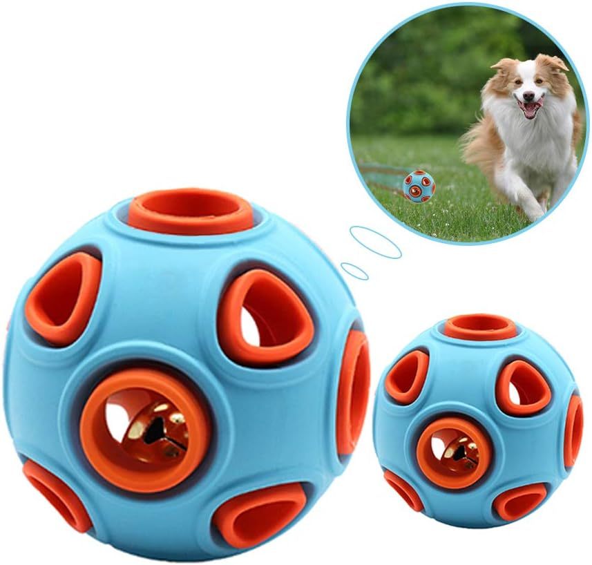 Dog Ball Toy Dog Interactive Toy With Ring Bell Squeak Toys Dog Rubber Bouncy Ball Pet Exercise Game Puzzle Ball To Increase IQ Search Catch Bite Resistant Chewing Toy