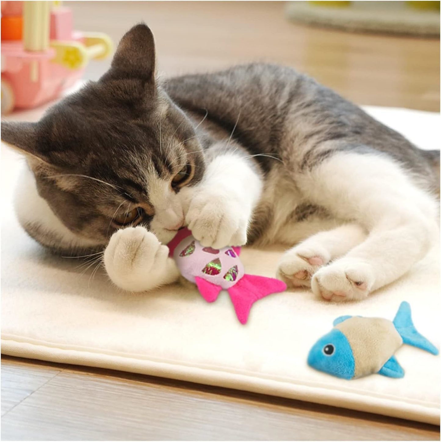 Cat Catnip Toys Small Cat Fish Toys With Crinkle Shine Ring Paper To Make Sound To Catch Your Cats Eyes And For Your Cats To Chew And Catch Interactive Cat Toys Indoor Cat