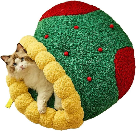 Christmas Sock Shaped Cat Nest, Cat Bed, Winter Warm Semi-Enclosed Cat Sleeping Bag, Or Christmas Small Dog Kennel