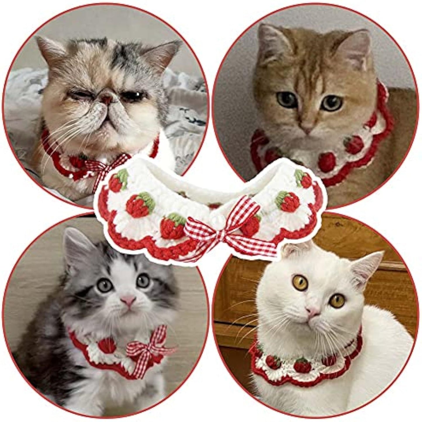 Adorable Strawberry Pattern Cat Collar With Breakaway Buckle And Cute Bow Tie For Kitten And Some Puppies