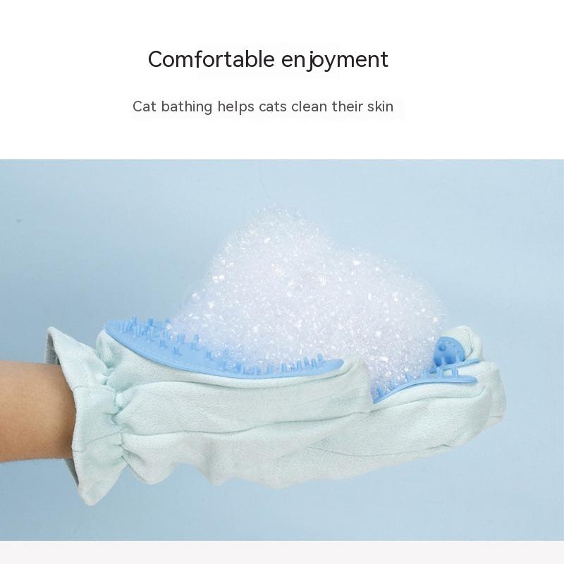 Suede Pet Five Finger Gloves Bath Massage Float Hair Cleaning Comb Hair Cat Petting