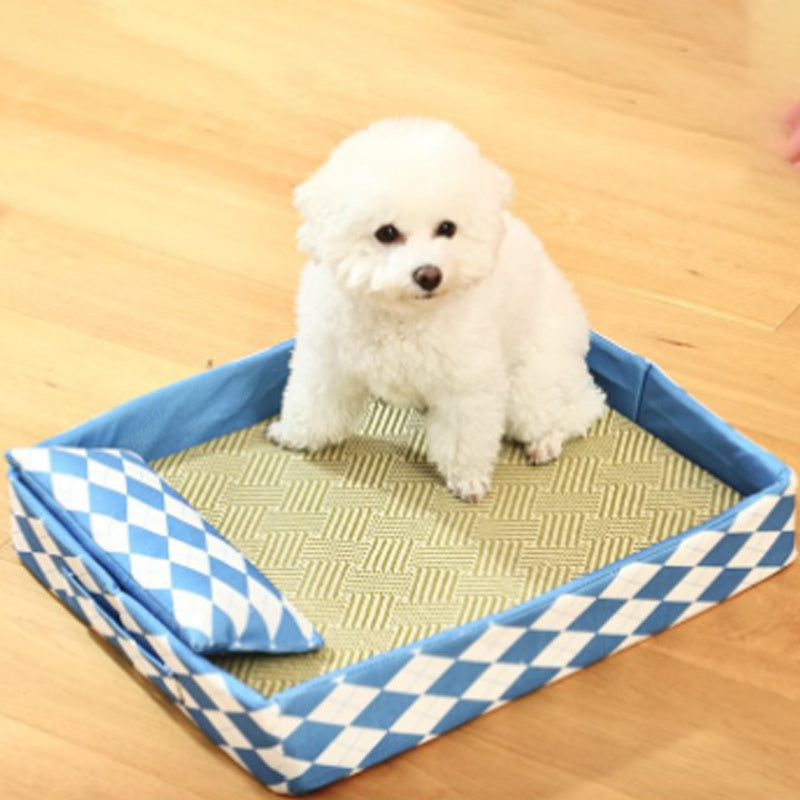 Litière pour chat Tapis en rotin d'été Lit pour chat universel quatre saisons Nid de couchage pour chat d'été Chaton Chaton Ne peut pas être retiré et lavé Lit pour animaux de compagnie 