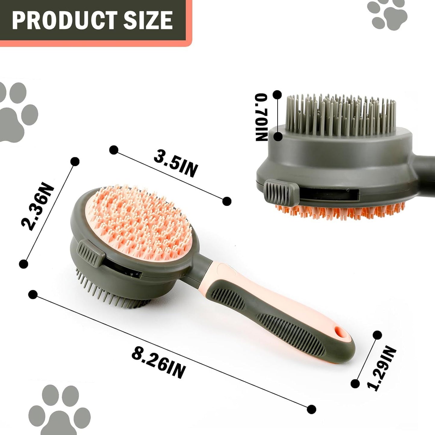 Brosses à chat double face 2 en 1 pour chats d'intérieur, fournitures de toilettage pour chats, peigne pour chat avec bouton de déverrouillage, fournitures pour animaux de compagnie, peigne anti-puces, brosse lissante pour chiens, massage pour l'épilation