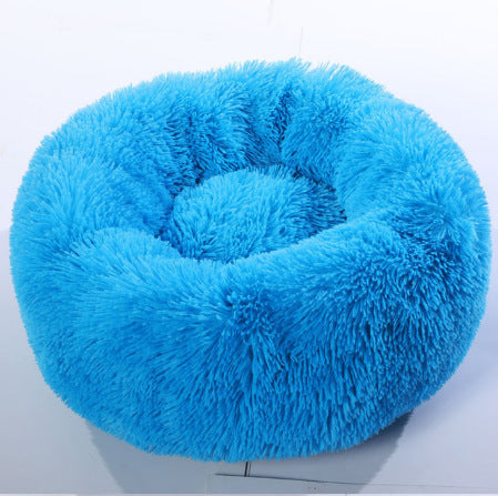 Pure Color Comfortable Cat Litter Dog Bed Round Plush Winter