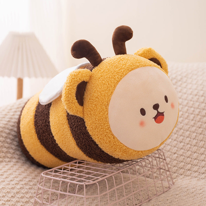 Oreiller mignon d'abeille couché figurine d'animal de dessin animé poupée papillon en peluche jouet cadeau de vacances