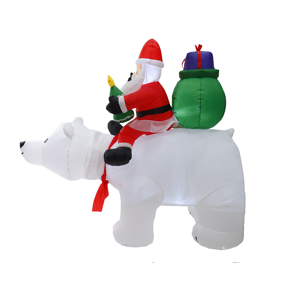 Papá Noel inflable montando oso Polar 2M juguete inflable de Navidad muñeca interior exterior jardín decoración de Navidad