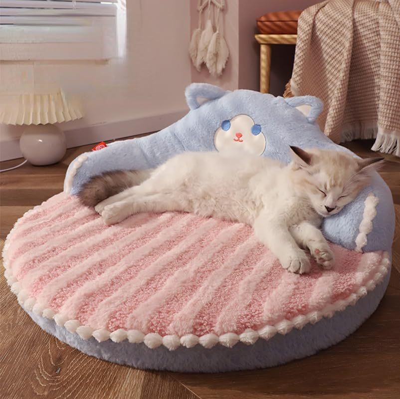 Muebles de cama para gatos, almohadilla cálida lavable y acogedora para gatos, perros, mascotas, cama para gatos con respaldo alto, diseño de abrazo para todas las estaciones