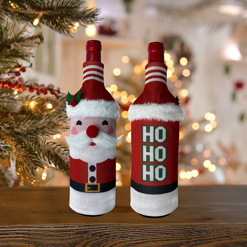 Traditional Santa Claus Snowman Deer Bottle Cover