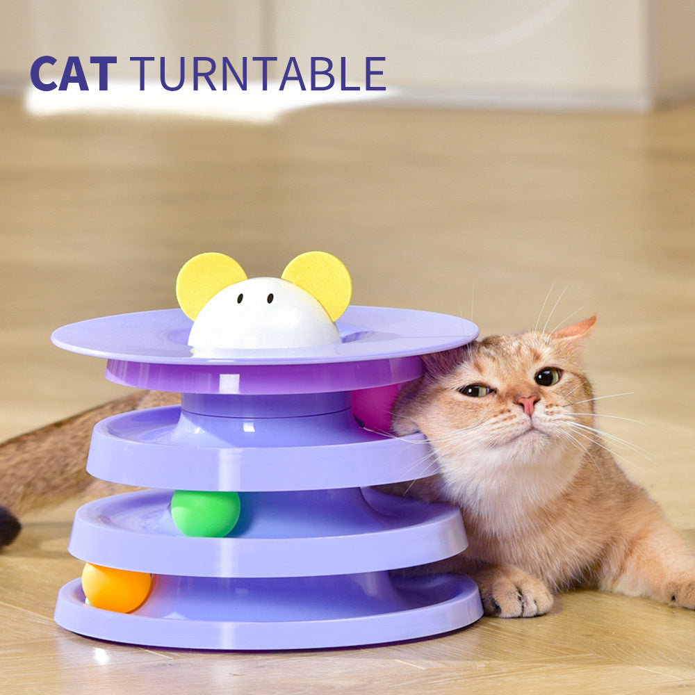 Rotating Four-layer Cat Plate, Interactive Educational Toy  Multicolor To Relieve Boredom