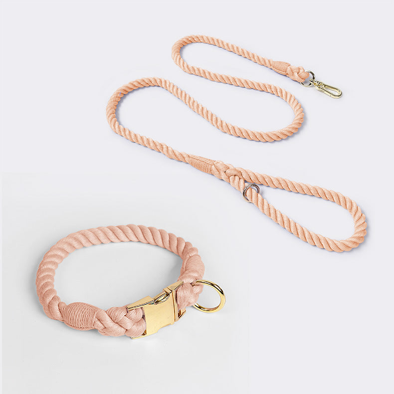 Collar para mascotas de cuerda de algodón de color degradado tejido