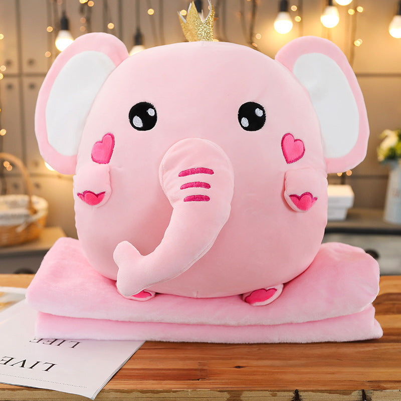 Cartoon Animal Pillow Blanket Plush Toy