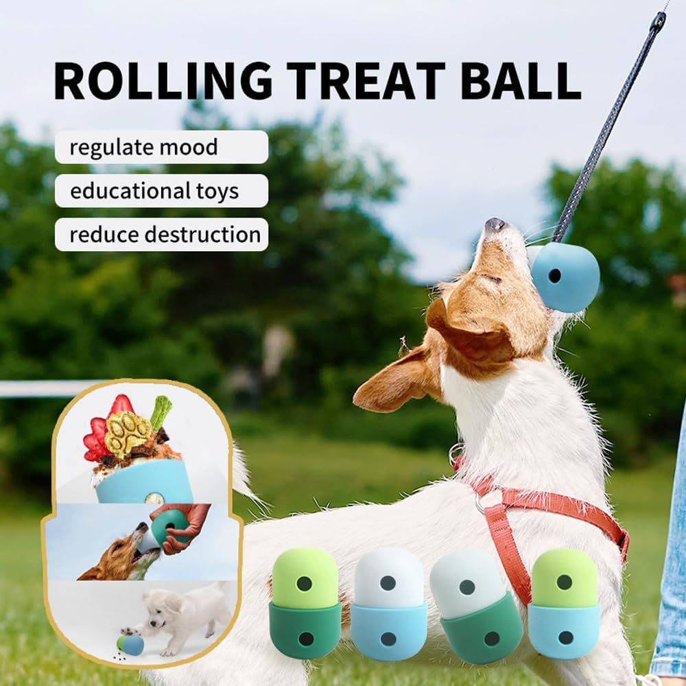 Pet Puzzle Toy Dog Treat Dispensing Cute Puppy Small Medium Dogs Interactive Chase Toy Pet Funny Enrichment Toys Food Ball For Dog Playing Training Slow Feeder Bowls