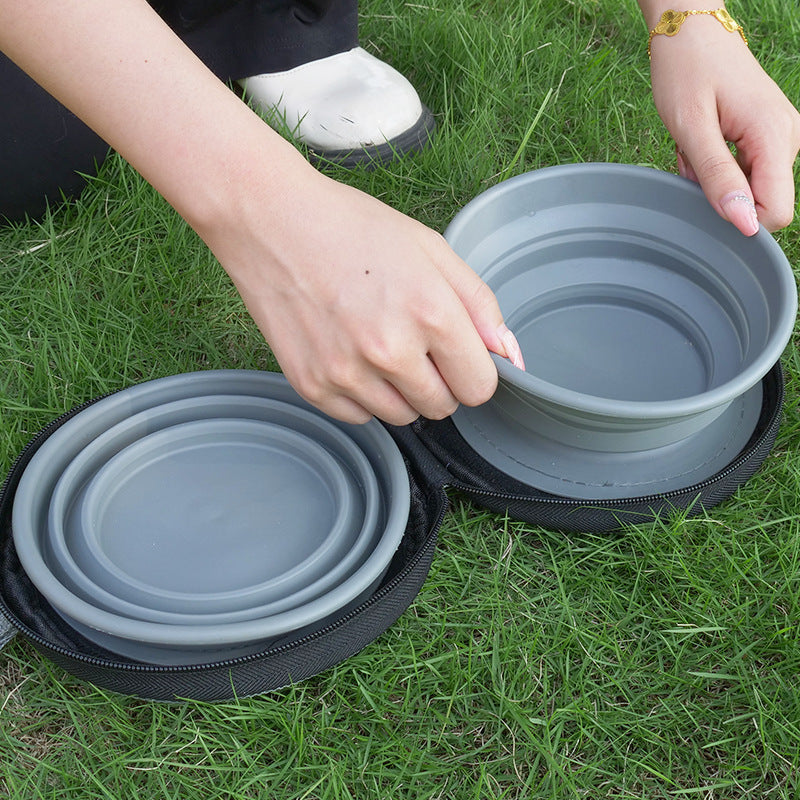 Bol pour animaux de compagnie, alimentation en eau potable en plein air, ensemble de vaisselle pliante