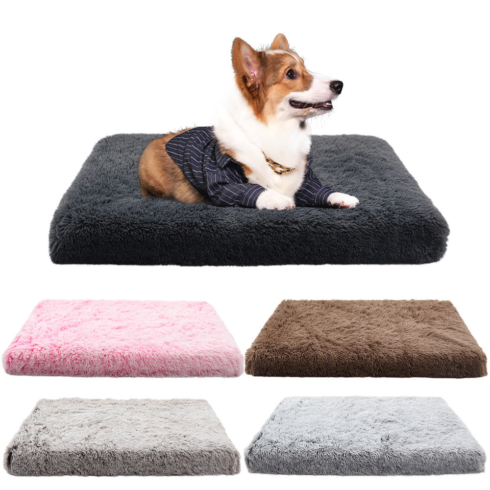 Long Pile Square Pet Mat Cat House For Dogs Bed For Dogs Mat Detachable Non-slip Bottom Deep Sleep Sofa Winter Warm Beds Cats