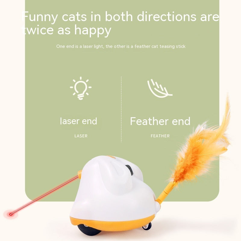 Canne à pêche en plumes, plateau tournant, Laser automatique, jouet Teaser pour chat