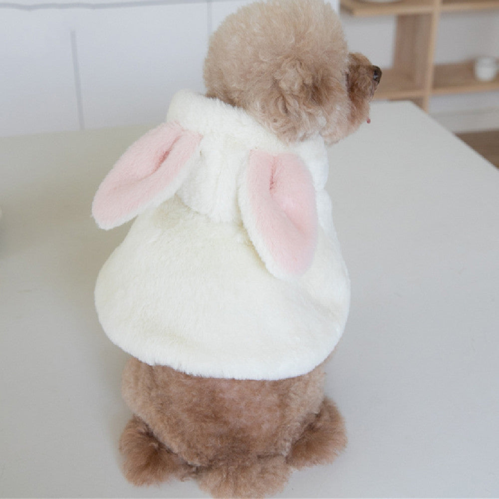 Automne et hiver lapin moelleux modélisation Costume pour animaux de compagnie Cape chaude Cape nouvel an chiens et chats vêtements pour animaux de compagnie