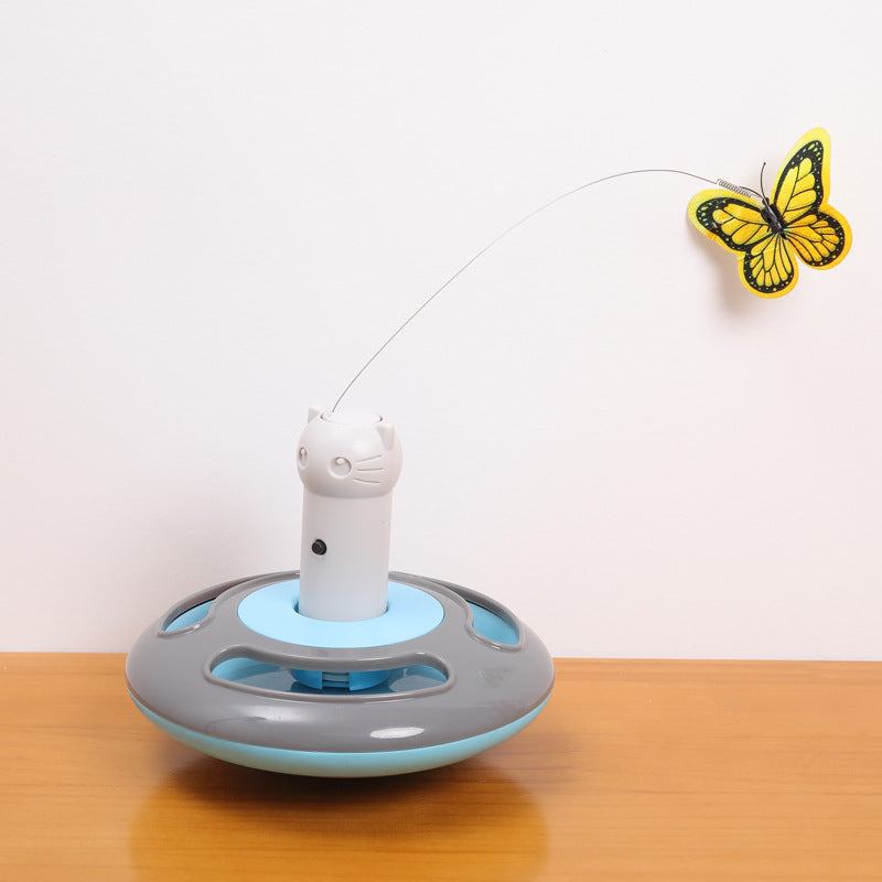 Juguete para gatos mariposa giratoria eléctrica para aliviar el aburrimiento