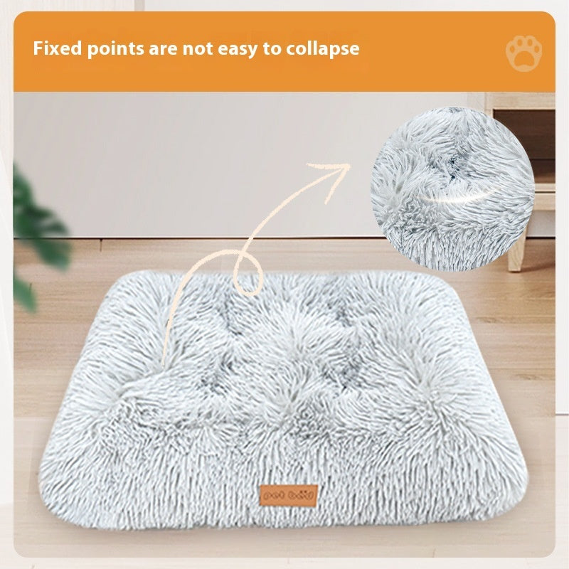 Autumn And Winter Thick Warm Pet Cushion Mat Cat Kennel Breathable Comfortable Plush Mattress Special