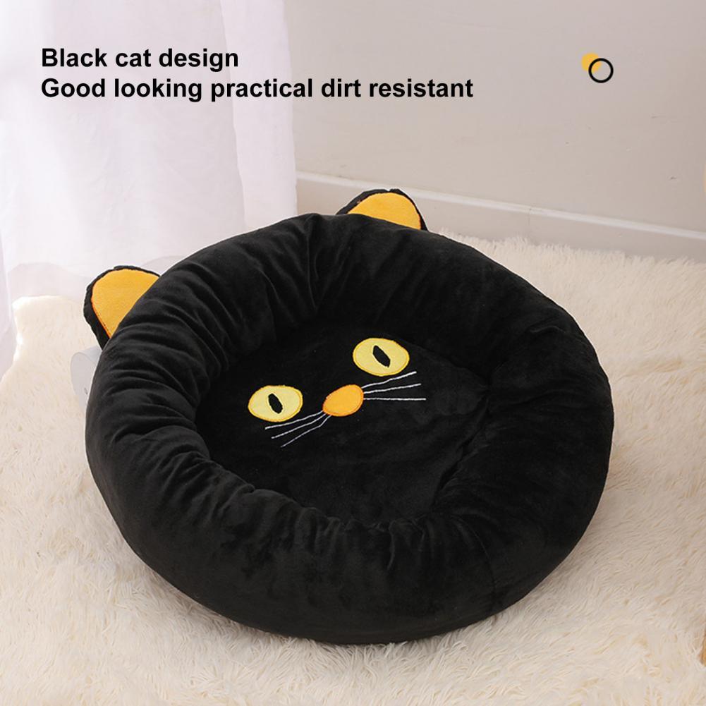 Black Cat Shape Pet Nest Cute Exquisite Cat Nest Soft Cozy Black Cat Nest Bed Comfortable Head Neck Support For Play For Cats