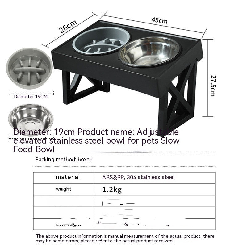 Bol pour chien à alimentation lente, réglable et surélevé, en acier inoxydable, Anti-étranglement, vertical, pour animaux de compagnie