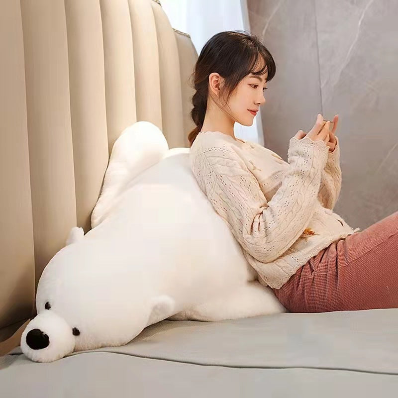 Polar Bear Plush Toy Sleeps With Pillow