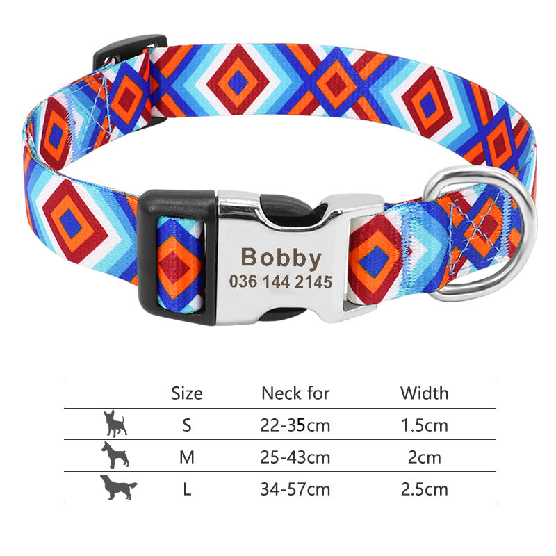 Adjustable Nylon Dog Collar Personalized Dogs Cat ID