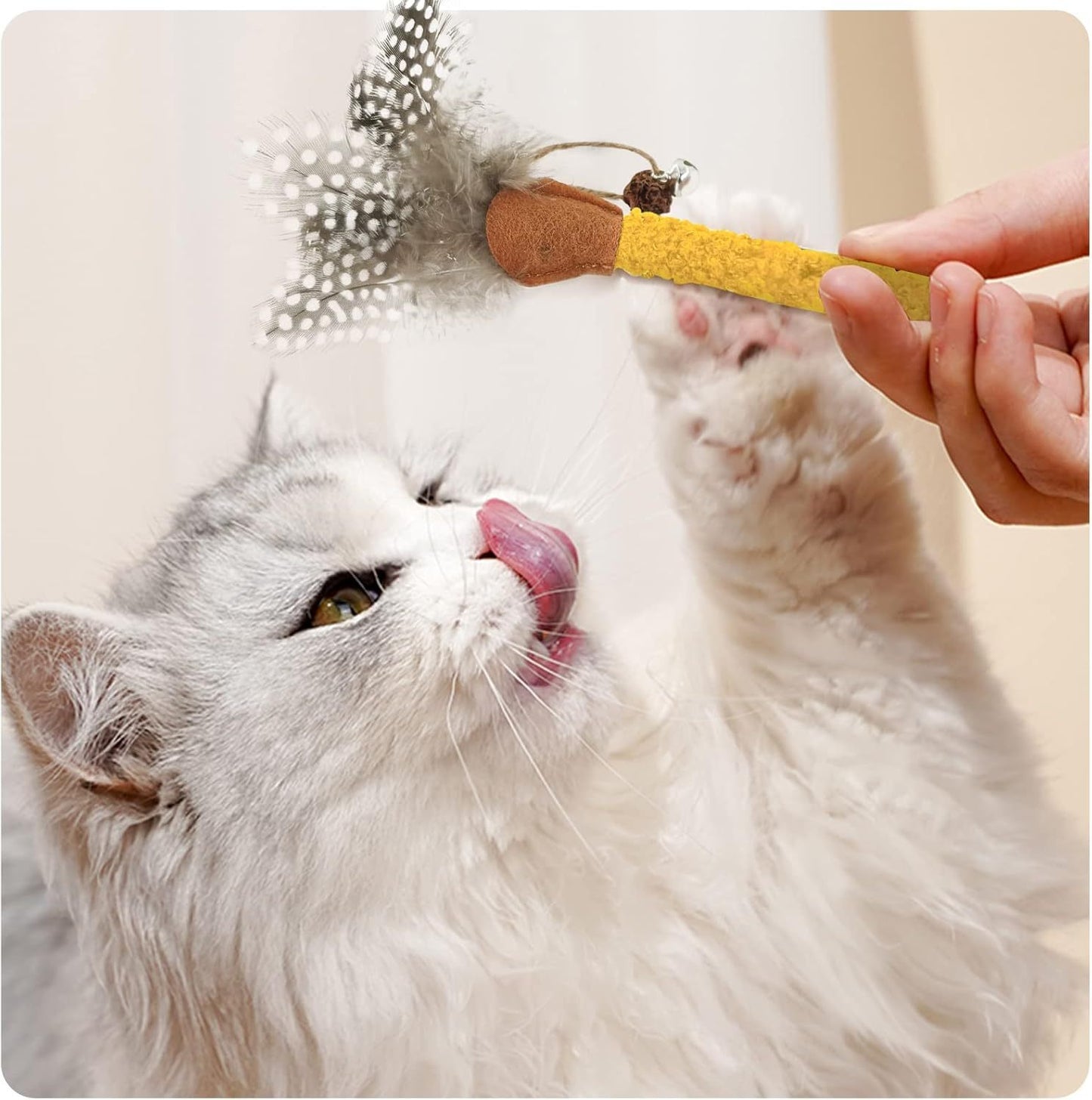 Palitos para masticar para gatos, juguetes para masticar con hierba gatera, divertidos juguetes con plumas de gato, palitos Silvervine para gatos, Limpieza de dientes, masticar y relajarse