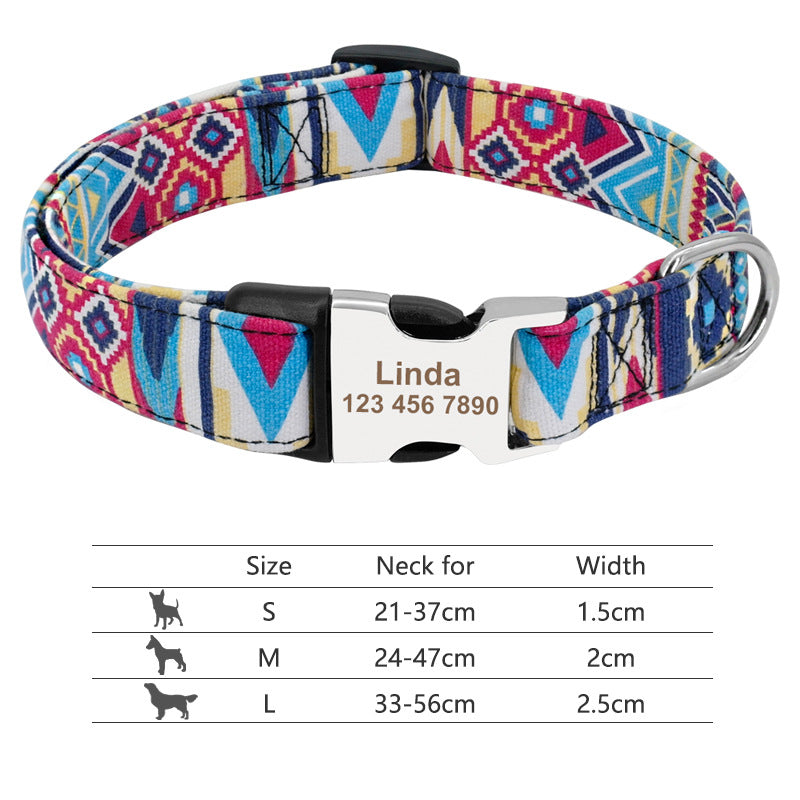 Collar de perro de nailon ajustable, identificación personalizada para perros y gatos