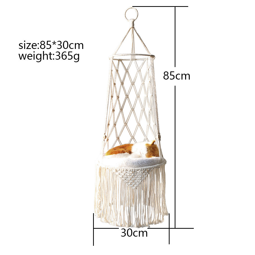 Macramé colgante cama para mascotas macramé gato hamaca colgante de pared gato hamaca macramé gato cama-regalos para mascotas hamaca macramé gato columpio