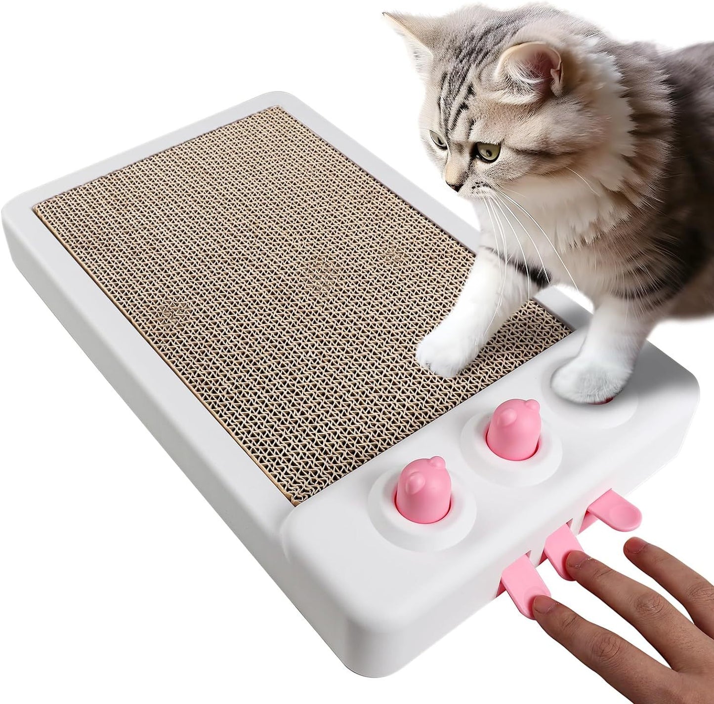 Rascador de gato interactivo Whack A Mole, rascador de cartón para gatos, tablero para rascar, almohadilla para rascar para gatos de interior, juguetes de enriquecimiento para gatos