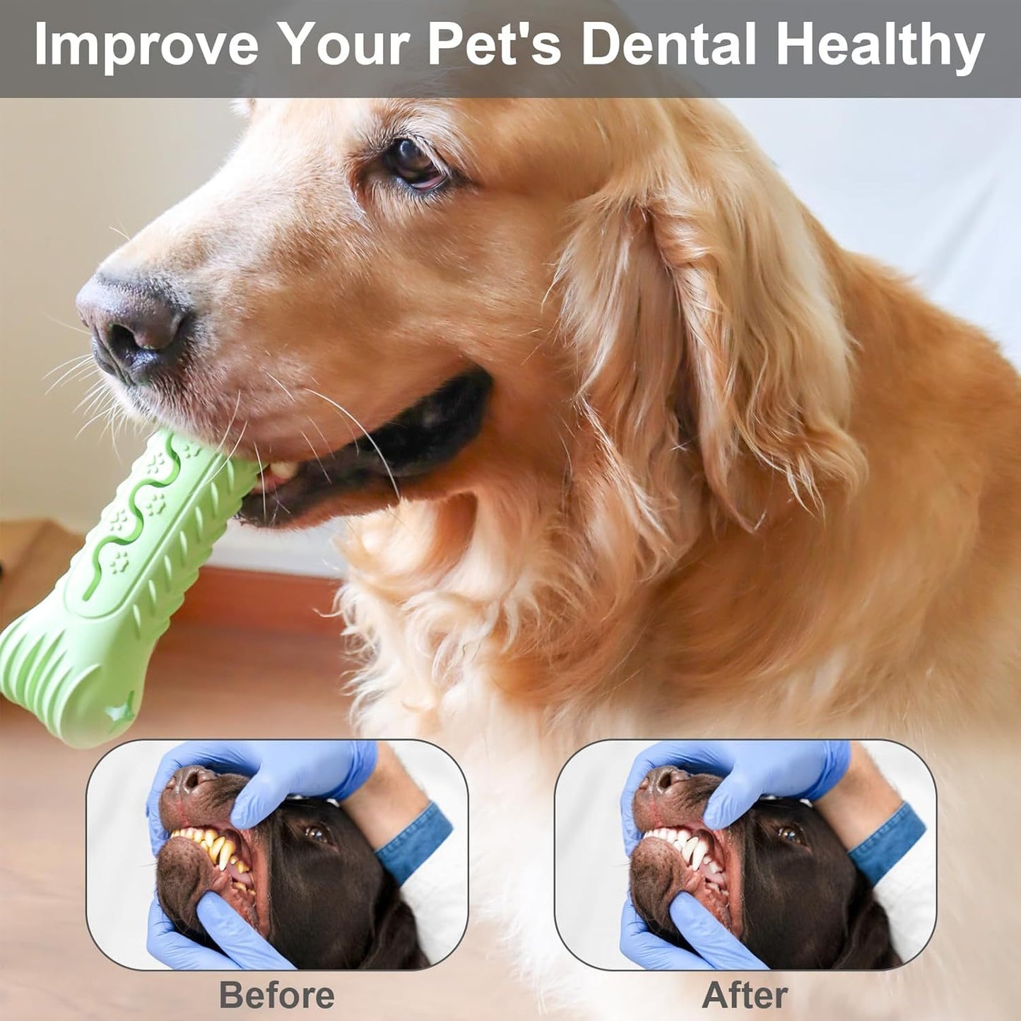 Juguetes para masticar con forma de hueso para perros, para masticadores agresivos, caucho natural duradero, limpieza de dientes multifuncional y masaje de encías