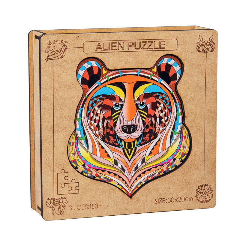 Jouet Lion Animal, Puzzle en bois tridimensionnel irrégulier de forme spéciale