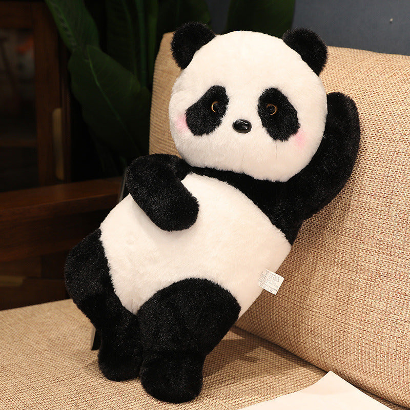 Peluche panda super douce et mignonne, couchée et endormie