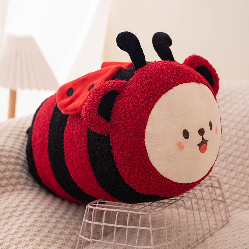 Oreiller mignon d'abeille couché figurine d'animal de dessin animé poupée papillon en peluche jouet cadeau de vacances