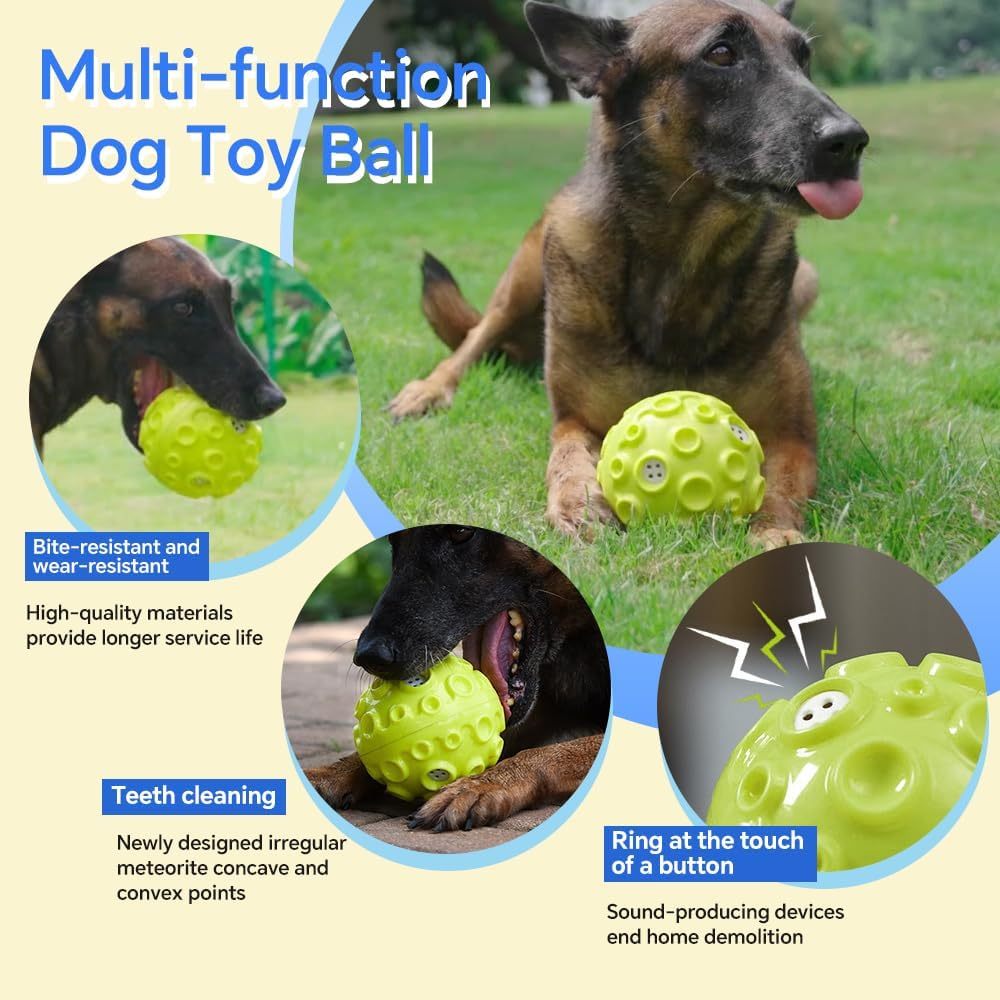 Dog Toy Ball For Aggressive Chewers Interactive Dog Ball Toy With Magical Squeaky Sound Durable Elastic Rubber Pet Chew Toys For Small Medium Large Dogs Relieve Anxiety Toy