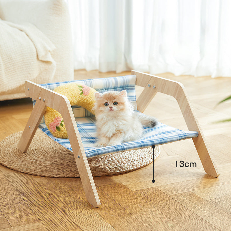 Chaise de plage pour chat Lit surélevé pour chat toutes saisons Nid de couchage confortable pour chat