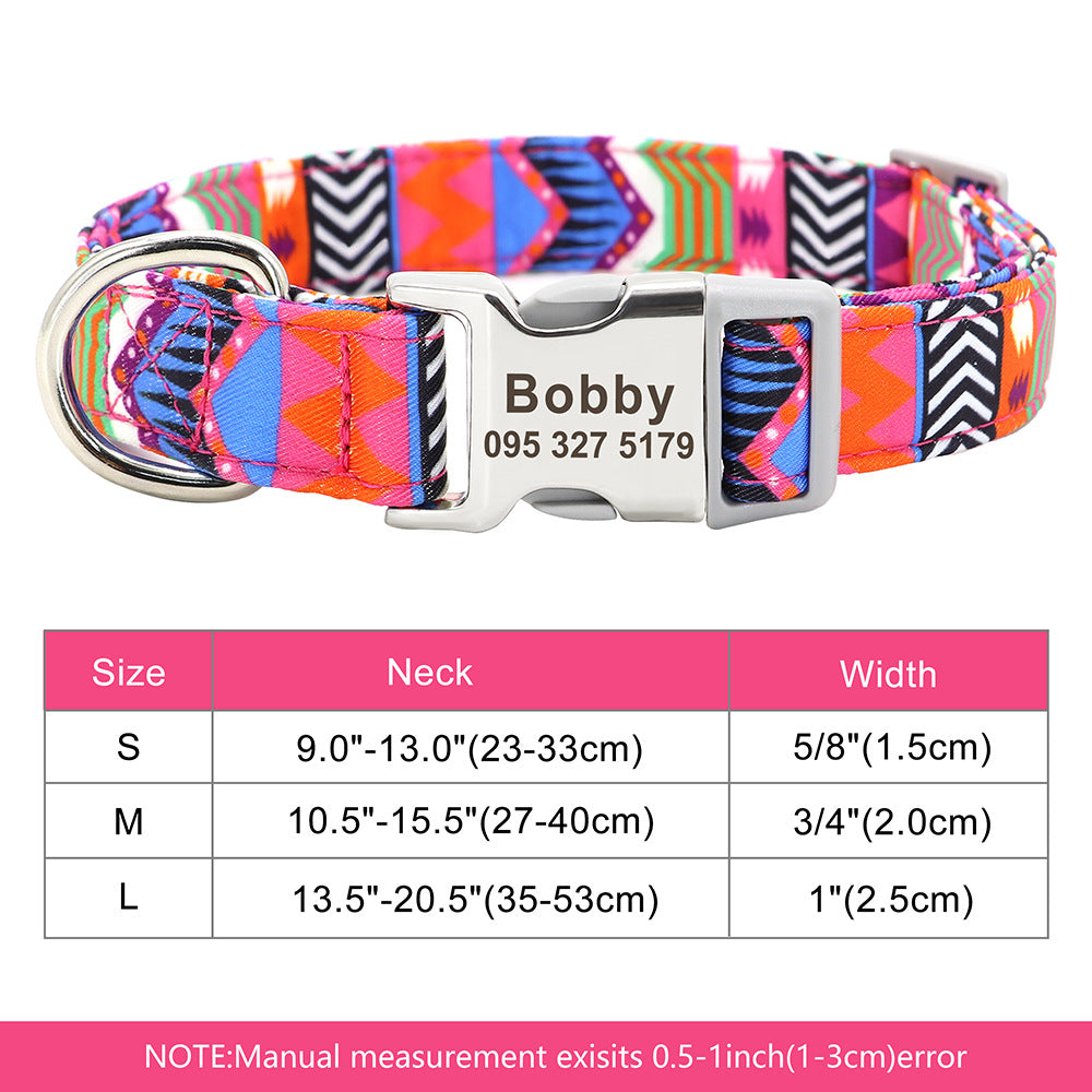 Adjustable Nylon Dog Collar Personalized Dogs Cat ID