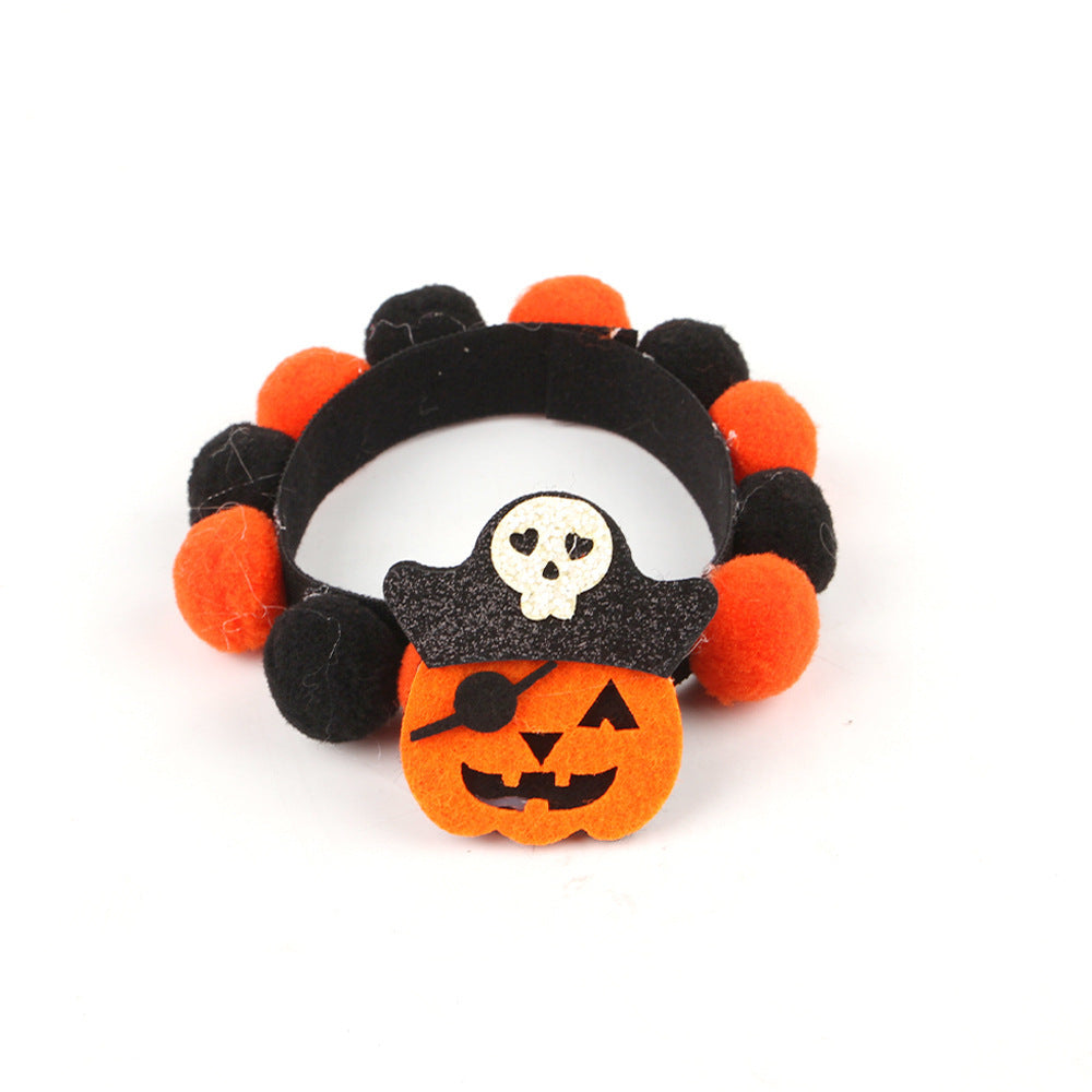 Collar con bola de pelo para mascotas de Halloween, accesorios de calabaza