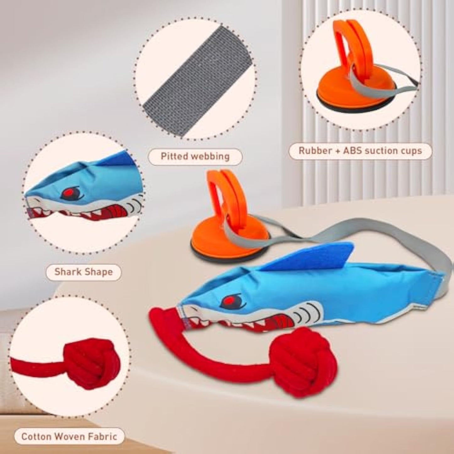 Jouet de traction pour chien couineur en forme de requin interactif avec ventouse pour les occuper Jouets en corde durables pour chiens de petite et moyenne taille pour jouer à l'intérieur ou à l'extérieur