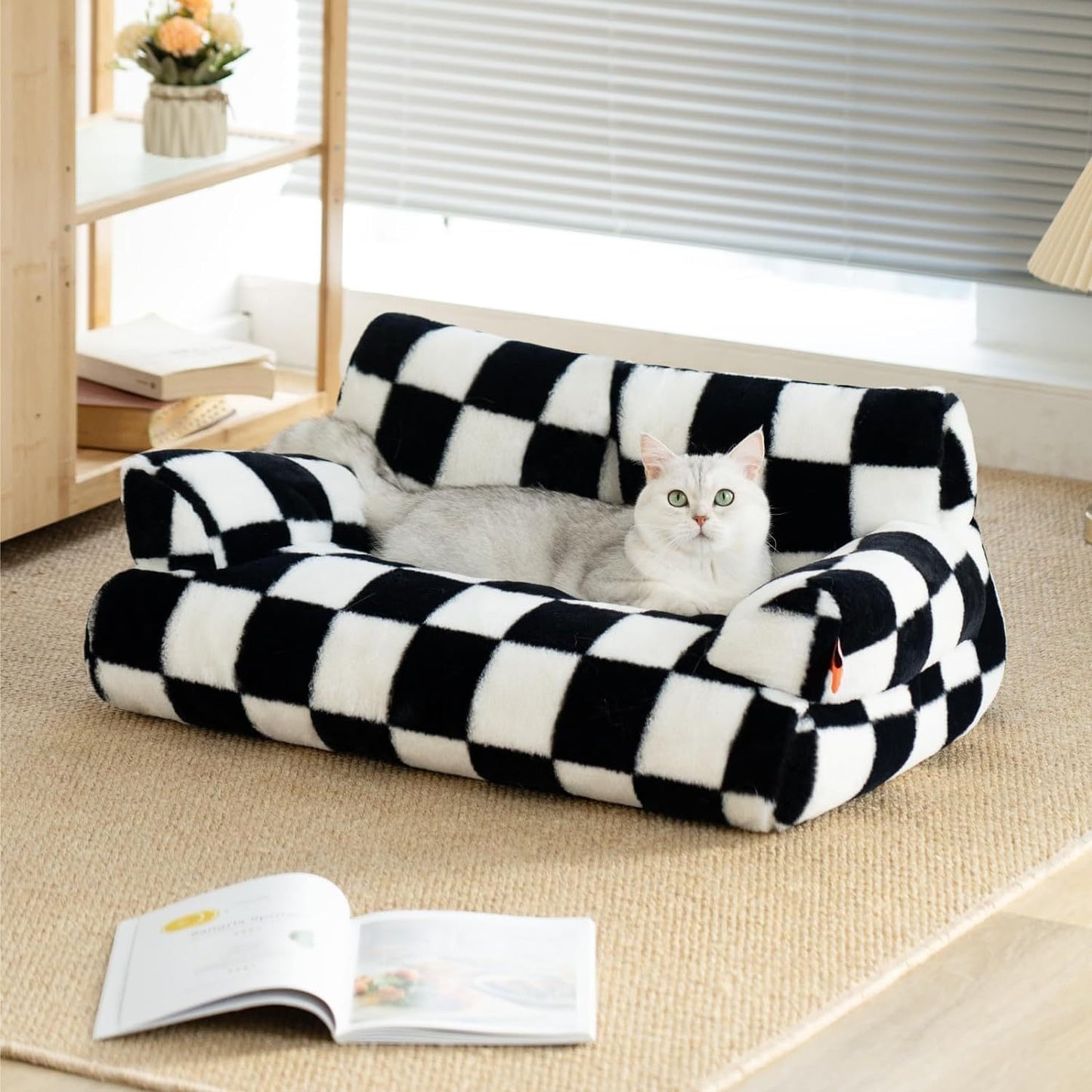 Sofá para gatos esponjoso, cama lavable para mascotas, para gatos y perros pequeños, hasta camas antideslizantes para perros 