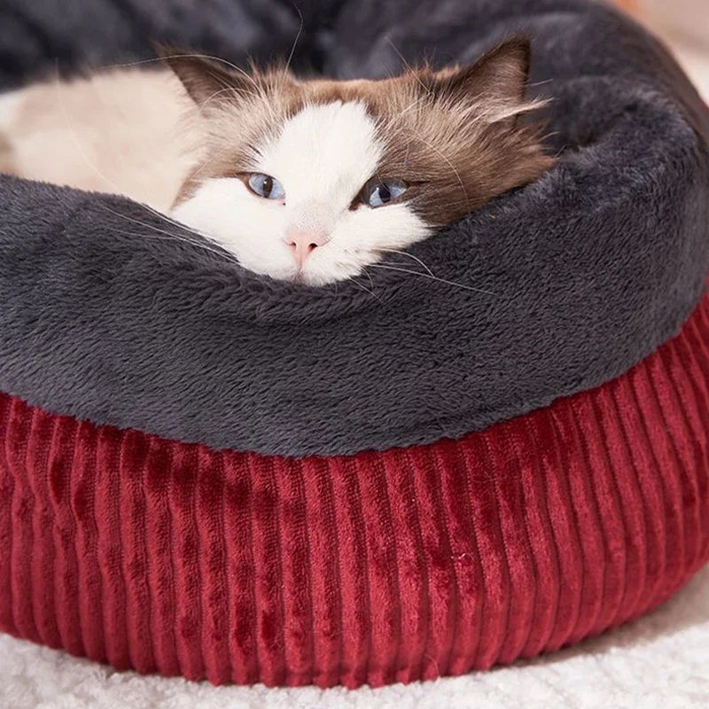 Durable Washable Cat Sofa Bed Cozy Circular Kennel Calming Pet Basket Kitten Puppy Crate Nest For Sleeping