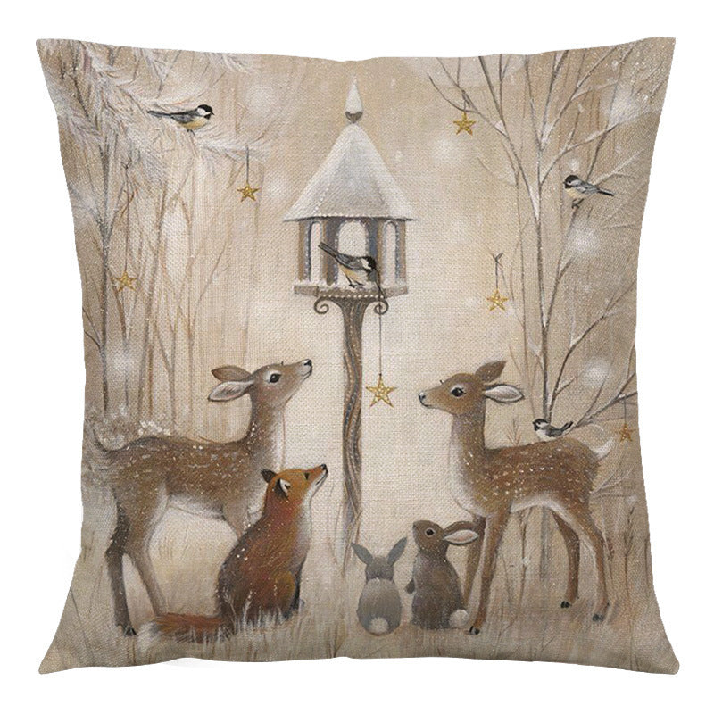 Coussin de canapé en lin vintage animal