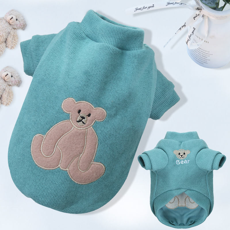 Chemise chaude à ours brodé pour animaux de compagnie