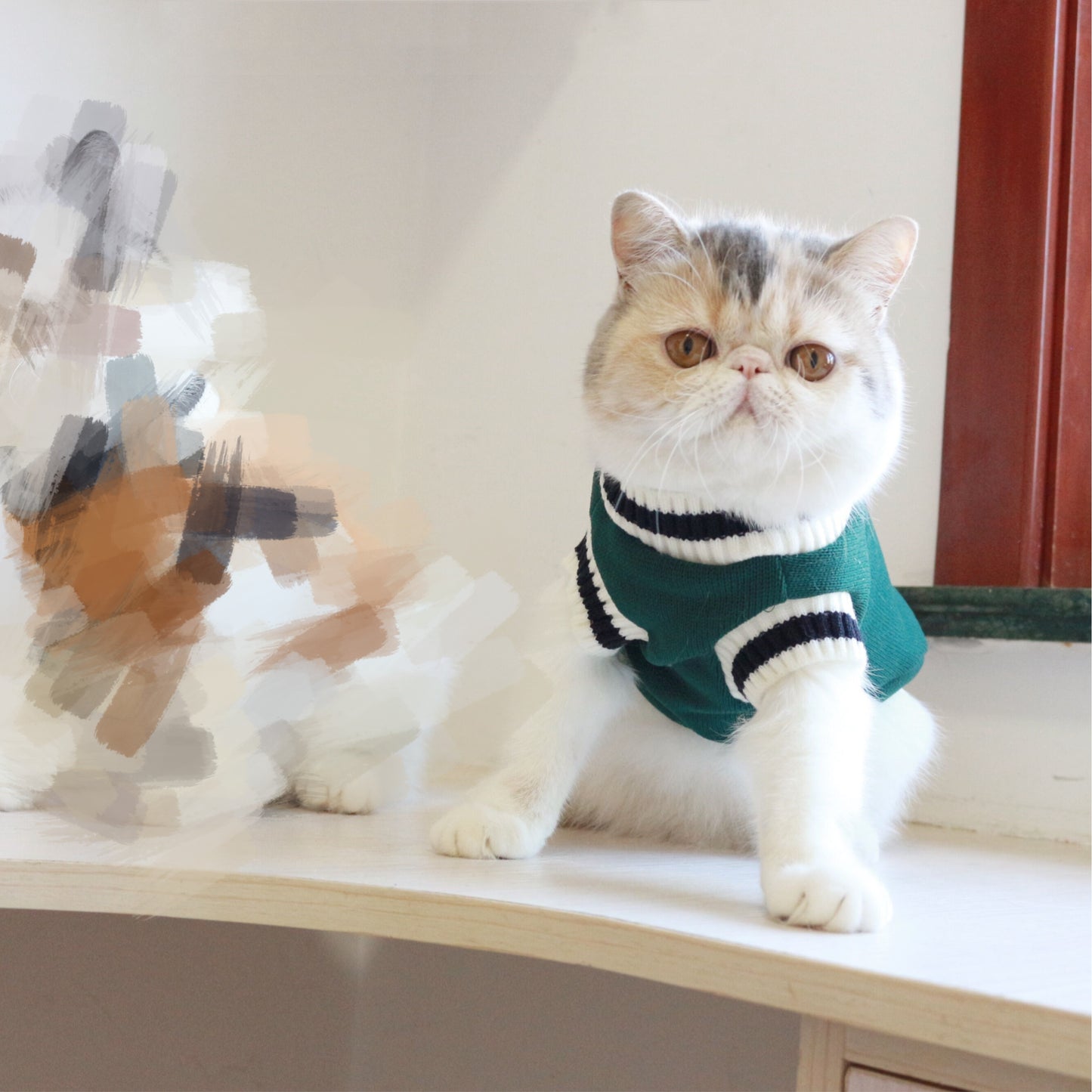 Gilet sans manches en tricot de chat polaire de style collège américain