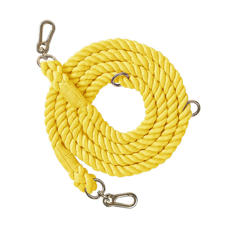 Woven Rainbow Running Dog Leash Multi-functional Hand Holding Rope Double Head