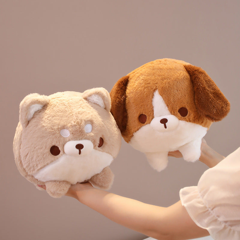 Lovely Soft Cute Round Roll Puppy Plush Toy Pillow