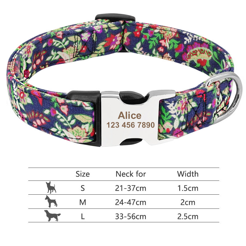 Collar de perro de nailon ajustable, identificación personalizada para perros y gatos