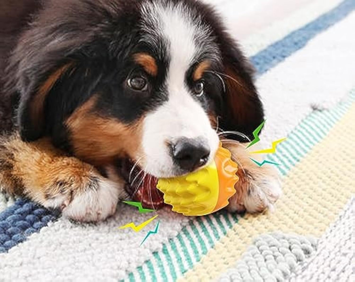 Pelota de juguete para perros que chirría y mastica de forma agresiva Juguete dental para perros para dientes y encías saludables Pelota con púas Juguetes de goma flotantes y duraderos para mascotas Enriquecimiento mental - Todos los tamaños de razas