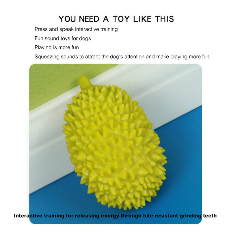 Jouets à mâcher en forme de durian pour chiens Jouets couineurs Beaux fruits Nettoyage et dressage des dents pour chiots Petits et moyens animaux de compagnie