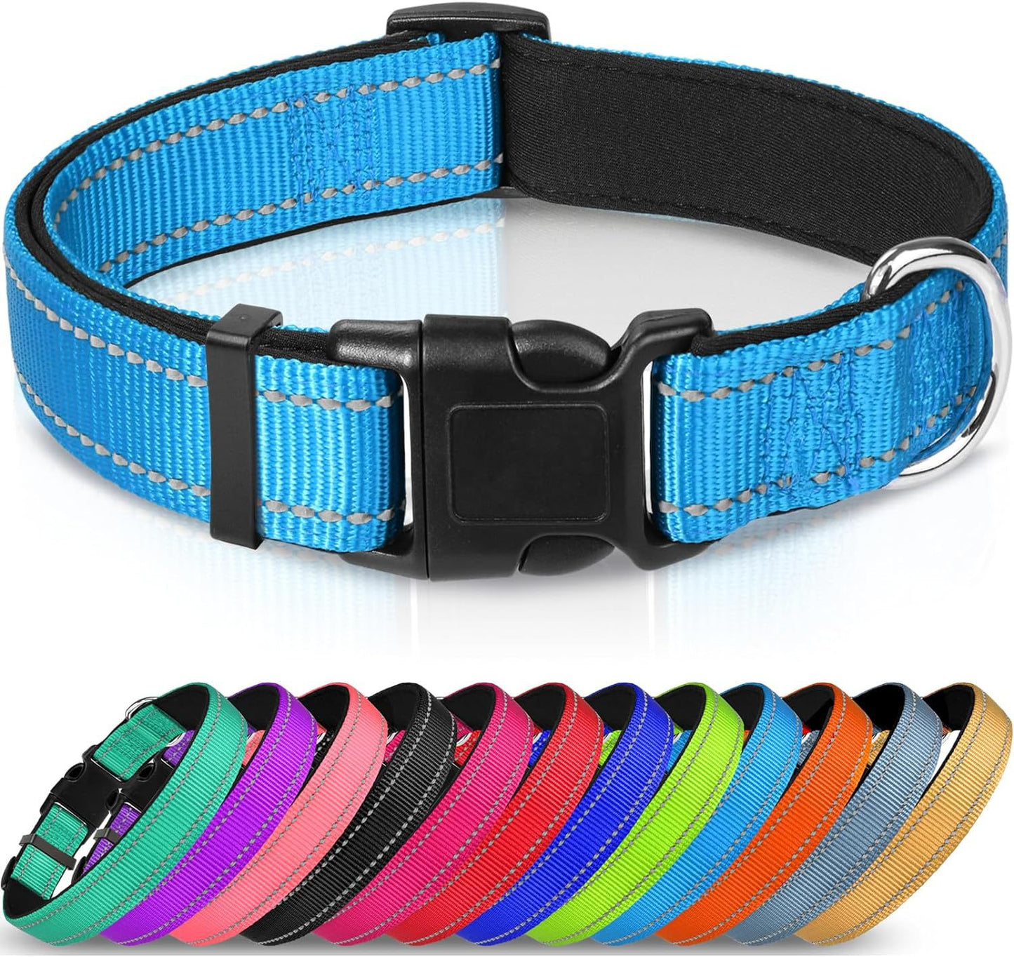 Collier pour chien réglable en sangle en nylon réfléchissant